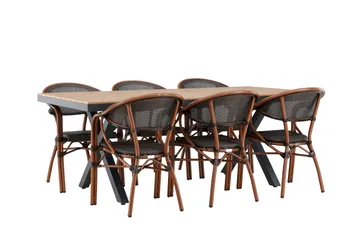 Garcia Matgrupp 200 cm + 6 st Vila Matstolar Svart - Utemöbler & utemiljö - Utegrupp - Matgrupp utomhus