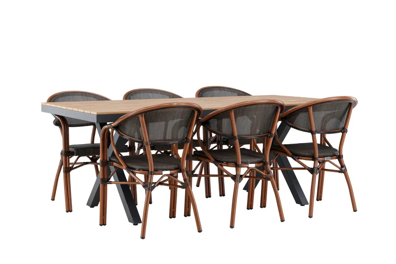 Garcia Matgrupp 200 cm + 6 st Vila Matstolar Svart - Utemöbler & utemiljö - Utegrupp - Matgrupp utomhus