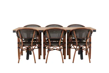 Garcia Matgrupp 200 cm + 6 st Vila Matstolar Svart - Utemöbler & utemiljö - Utegrupp - Matgrupp utomhus