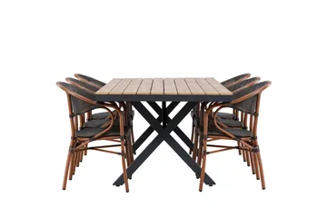 Garcia Matgrupp 200 cm + 6 st Vila Matstolar Svart - Utemöbler & utemiljö - Utegrupp - Matgrupp utomhus