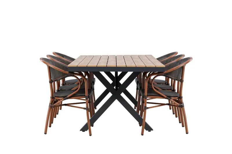 Garcia Matgrupp 200 cm + 6 st Vila Matstolar Svart - Utemöbler & utemiljö - Utegrupp - Matgrupp utomhus