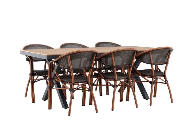 Matgrupp Utomhus Garcia 200 cm + 6 st Vila Matstolar Svart - Utemöbler & utemiljö - Utegrupp - Matgrupp utomhus