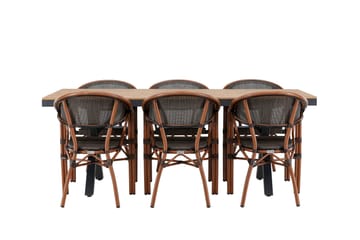 Matgrupp Utomhus Garcia 200 cm + 6 st Vila Matstolar Svart - Utemöbler & utemiljö - Utegrupp - Matgrupp utomhus