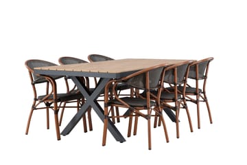 Matgrupp Utomhus Garcia 200 cm + 6 st Vila Matstolar Svart - Utemöbler & utemiljö - Utegrupp - Matgrupp utomhus