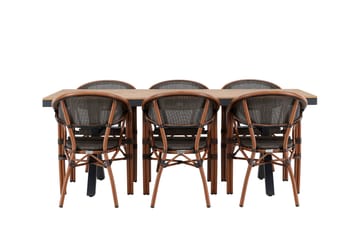 Matgrupp Utomhus Garcia 200 cm + 6 st Vila Matstolar Svart - Utemöbler & utemiljö - Utegrupp - Matgrupp utomhus