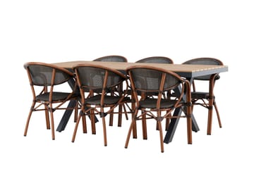 Matgrupp Utomhus Garcia 200 cm + 6 st Vila Matstolar Svart - Utemöbler & utemiljö - Utegrupp - Matgrupp utomhus