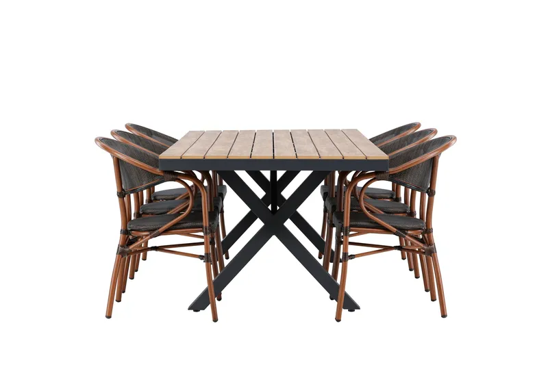 Garcia Matgrupp 200 cm + 6 st Vila Matstolar Svart - Utemöbler & utemiljö - Utegrupp - Matgrupp utomhus