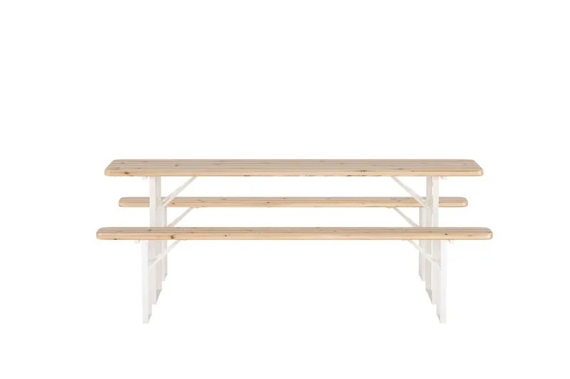 Matgrupp Guiness 200 cm med 2 Bänkar Utomhus - Teaklook, beige stomme - Utemöbler & utemiljö - Utegrupp - Matgrupp utomhus