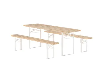 Matgrupp Guiness 200 cm med 2 Bänkar Utomhus - Teaklook, beige stomme - Utemöbler & utemiljö - Utegrupp - Matgrupp utomhus