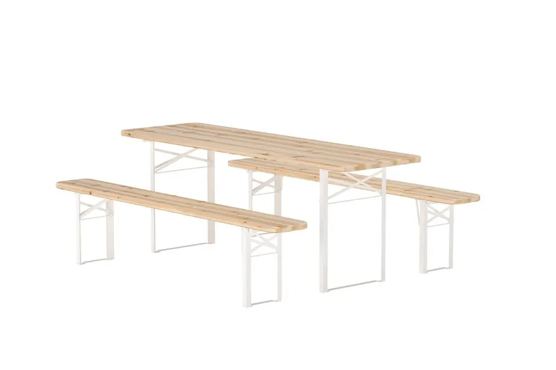 Matgrupp Guiness 200 cm med 2 Bänkar Utomhus - Teaklook, beige stomme - Utemöbler & utemiljö - Utegrupp - Matgrupp utomhus