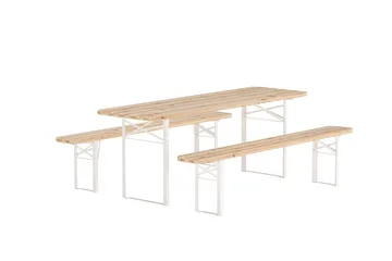 Matgrupp Guiness 200 cm med 2 Bänkar Utomhus - Teaklook, beige stomme - Utemöbler & utemiljö - Utegrupp - Matgrupp utomhus