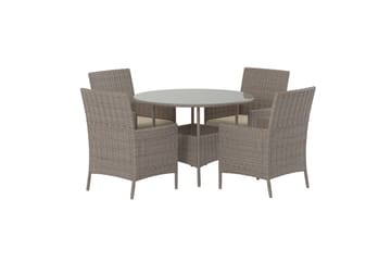 Matgrupp Lefkas 110 cm med 4 Fåtöljer Utomhus - Brun - Utemöbler & utemiljö - Utegrupp - Matgrupp utomhus