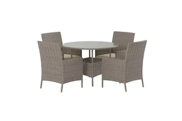 Matgrupp Lefkas 110 cm med 4 Fåtöljer Utomhus - Brun - Utemöbler & utemiljö - Utegrupp - Matgrupp utomhus