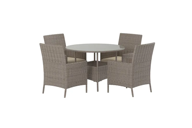 Matgrupp Lefkas 110 cm med 4 Fåtöljer Utomhus - Brun - Utemöbler & utemiljö - Utegrupp - Matgrupp utomhus