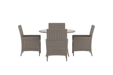 Matgrupp Lefkas 110 cm med 4 Fåtöljer Utomhus - Brun - Utemöbler & utemiljö - Utegrupp - Matgrupp utomhus