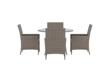 Matgrupp Lefkas 110 cm med 4 Fåtöljer Utomhus - Brun - Utemöbler & utemiljö - Utegrupp - Matgrupp utomhus