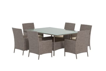 Matgrupp Lefkas 150 cm med 6 Stolar Utomhus - Brun - Utemöbler & utemiljö - Utegrupp - Matgrupp utomhus