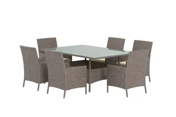 Matgrupp Lefkas 150 cm med 6 Stolar Utomhus - Brun - Utemöbler & utemiljö - Utegrupp - Matgrupp utomhus