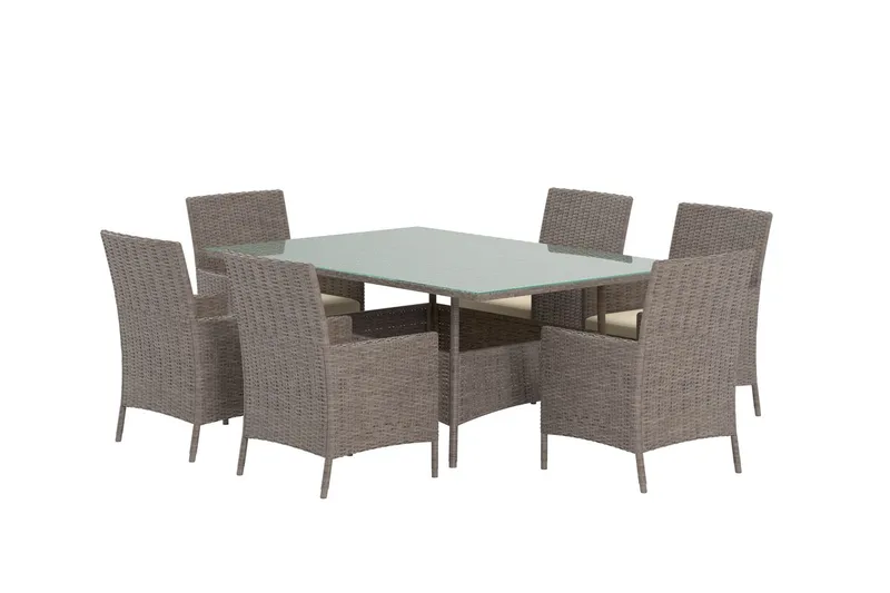 Matgrupp Lefkas 150 cm med 6 Stolar Utomhus - Brun - Utemöbler & utemiljö - Utegrupp - Matgrupp utomhus