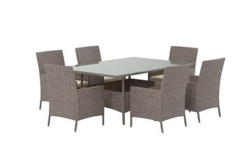 Matgrupp Lefkas 150 cm med 6 Stolar Utomhus - Brun - Utemöbler & utemiljö - Utegrupp - Matgrupp utomhus