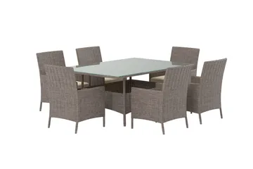 Matgrupp Lefkas 150 cm med 6 Stolar Utomhus - Brun - Utemöbler & utemiljö - Utegrupp - Matgrupp utomhus