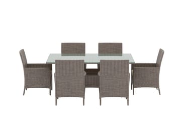 Matgrupp Lefkas 150 cm med 6 Stolar Utomhus - Brun - Utemöbler & utemiljö - Utegrupp - Matgrupp utomhus