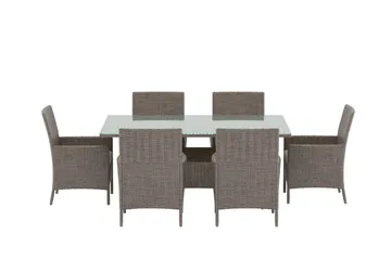 Matgrupp Lefkas 150 cm med 6 Stolar Utomhus - Brun - Utemöbler & utemiljö - Utegrupp - Matgrupp utomhus