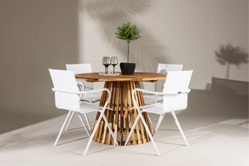 Lumpur Matgrupp Rund 120 cm + 4 st Alling Matstolar Vit - Utemöbler & utemiljö - Utegrupp - Matgrupp utomhus