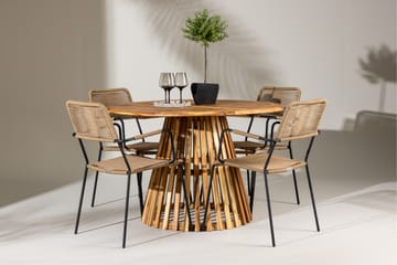 Matgrupp Utomhus Lumpur Rund 120 cm + 4 st Hochanas Matstolar Svart - Utemöbler & utemiljö - Utegrupp - Matgrupp utomhus