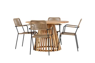 Matgrupp Utomhus Lumpur Rund 120 cm + 4 st Hochanas Matstolar Svart - Utemöbler & utemiljö - Utegrupp - Matgrupp utomhus