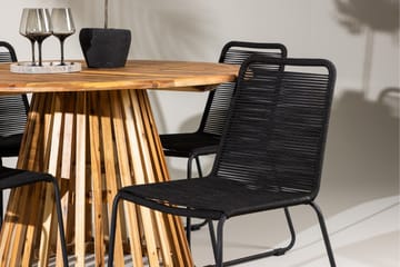 Matgrupp Utomhus Lumpur Rund 120 cm + 4 st Linero Matstolar Svart - Utemöbler & utemiljö - Utegrupp - Matgrupp utomhus