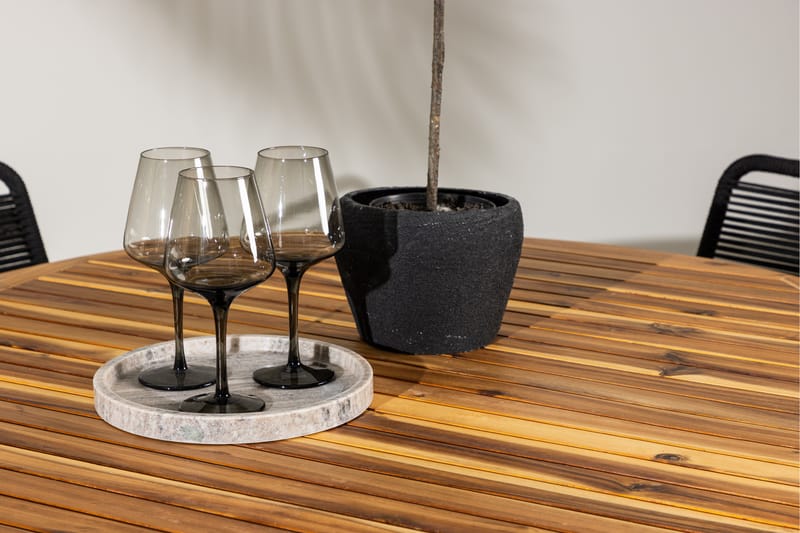 Matgrupp Utomhus Lumpur Rund 120 cm + 4 st Linero Matstolar Svart - Utemöbler & utemiljö - Utegrupp - Matgrupp utomhus