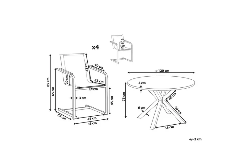 Matgrupp Maletto/Cosoleto Grå/vit/silver/beige - Grå/vit/silver/beige - Utemöbler & utemiljö - Utegrupp - Matgrupp utomhus