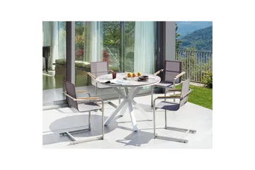 Matgrupp Maletto/Cosoleto Vit/Grå/Silver - Vit/Grå/Silver - Utemöbler & utemiljö - Utegrupp - Matgrupp utomhus