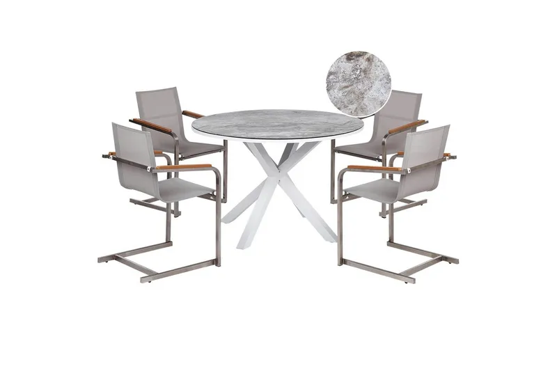 Matgrupp Maletto/Cosoleto Vit/Grå/Silver, Vit/Grå/Silver