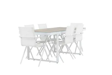 Merlo Matgrupp 200 cm + 6 st Alling Matstolar Vit - Utemöbler & utemiljö - Utegrupp - Matgrupp utomhus