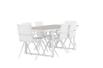 Merlo Matgrupp 200 cm + 6 st Alling Matstolar Vit - Utemöbler & utemiljö - Utegrupp - Matgrupp utomhus