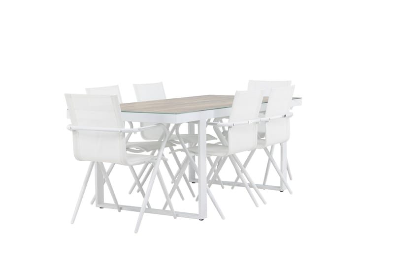 Merlo Matgrupp 200 cm + 6 st Alling Matstolar Vit - Utemöbler & utemiljö - Utegrupp - Matgrupp utomhus