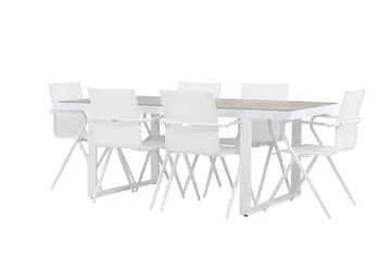 Merlo Matgrupp 200 cm + 6 st Alling Matstolar Vit - Utemöbler & utemiljö - Utegrupp - Matgrupp utomhus