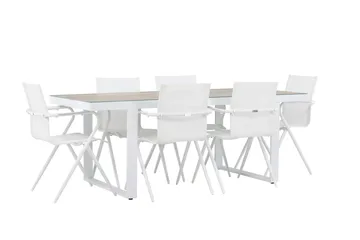 Merlo Matgrupp 200 cm + 6 st Alling Matstolar Vit - Utemöbler & utemiljö - Utegrupp - Matgrupp utomhus