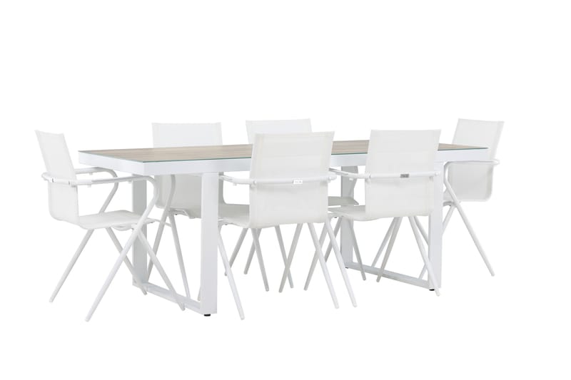 Merlo Matgrupp 200 cm + 6 st Alling Matstolar Vit - Utemöbler & utemiljö - Utegrupp - Matgrupp utomhus