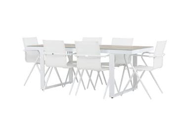 Merlo Matgrupp 200 cm + 6 st Alling Matstolar Vit - Utemöbler & utemiljö - Utegrupp - Matgrupp utomhus