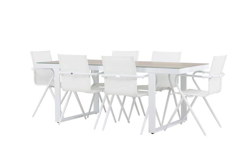 Merlo Matgrupp 200 cm + 6 st Alling Matstolar Vit - Utemöbler & utemiljö - Utegrupp - Matgrupp utomhus