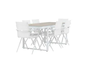 Merlo Matgrupp 200 cm + 6 st Alling Matstolar Vit - Utemöbler & utemiljö - Utegrupp - Matgrupp utomhus