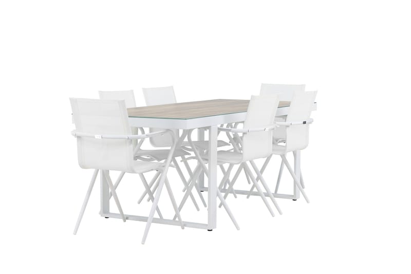 Merlo Matgrupp 200 cm + 6 st Alling Matstolar Vit - Utemöbler & utemiljö - Utegrupp - Matgrupp utomhus