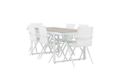 Merlo Matgrupp 200 cm + 6 st Alling Matstolar Vit - Utemöbler & utemiljö - Utegrupp - Matgrupp utomhus
