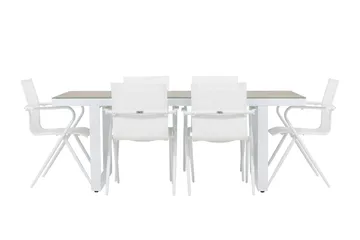 Merlo Matgrupp 200 cm + 6 st Alling Matstolar Vit - Utemöbler & utemiljö - Utegrupp - Matgrupp utomhus