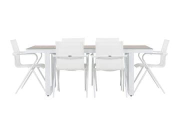 Merlo Matgrupp 200 cm + 6 st Alling Matstolar Vit - Utemöbler & utemiljö - Utegrupp - Matgrupp utomhus