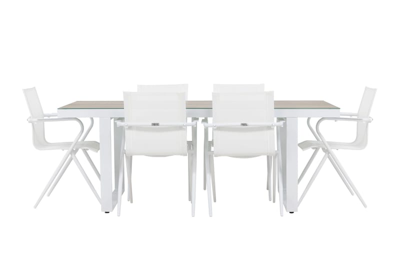 Merlo Matgrupp 200 cm + 6 st Alling Matstolar Vit - Utemöbler & utemiljö - Utegrupp - Matgrupp utomhus