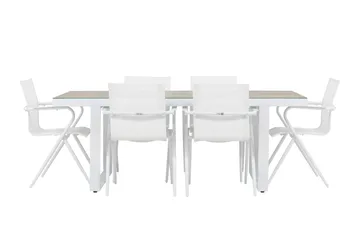 Merlo Matgrupp 200 cm + 6 st Alling Matstolar Vit - Utemöbler & utemiljö - Utegrupp - Matgrupp utomhus